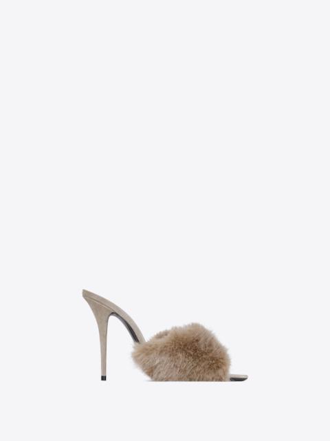 SAINT LAURENT la 16 mules in animal-free fur and suede