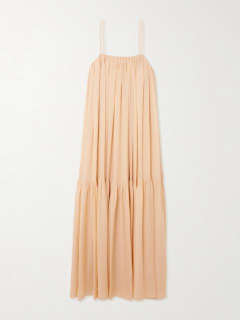 Chloé Ruched Tiered Silk Maxi Dress