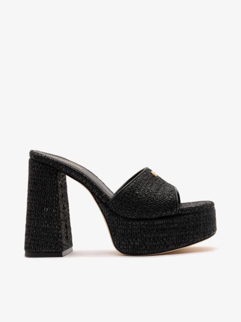 Larroudé Dolly Platform Mule Black Raffia