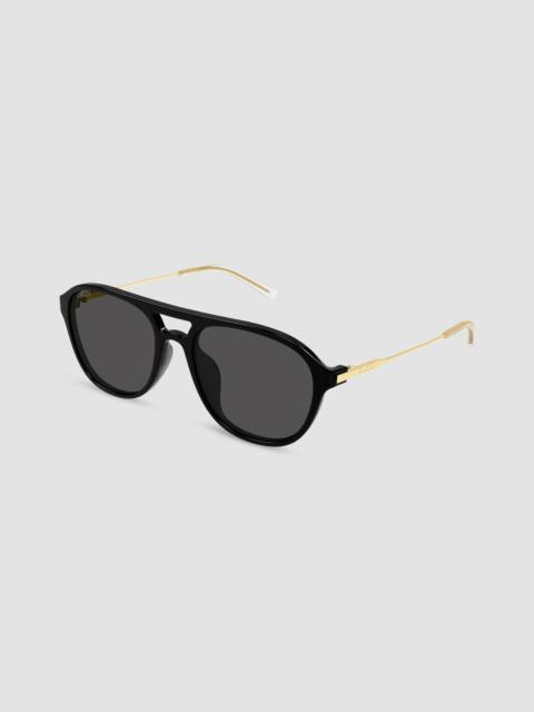 GUCCI Men's Lettering Pilot Sunglasses - Black