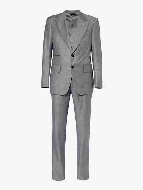 TOM FORD Shelton-fit single-breasted sharkskin wool suit