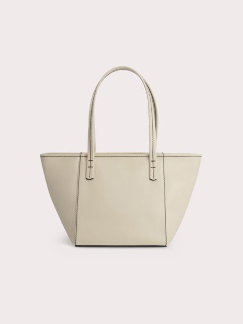 BY FAR BAR TOTE CREAM BOX CALF LEATHER