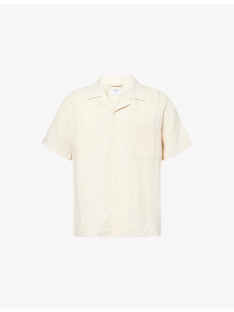 PERCIVAL Short-Sleeve Cuban-Collar Linen Shirt