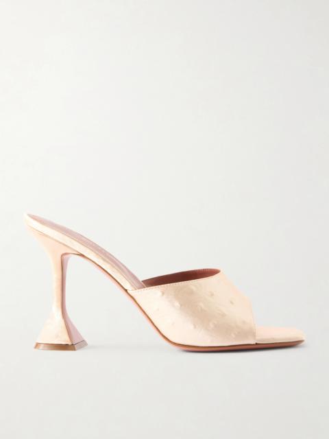 Amina Muaddi Lupita Ostrich-effect Satin Mules