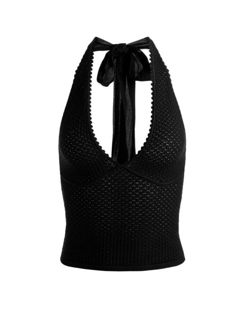 Alice + Olivia PEARL POINTELLE HALTER - BLACK