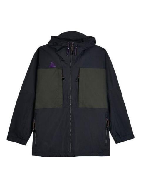 Nike Men's Nike Windproof Colorblock Outdoor Jacket Black Purple 'Black Sequoia' AQ2294-010