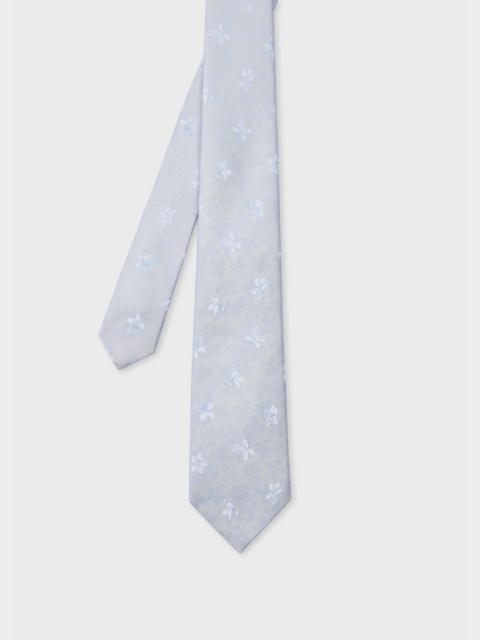 Paul Smith Light Blue Tonal Floral Silk Tie