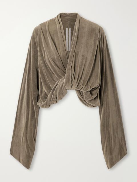 Rick Owens Twist draped velvet crop blouse Green