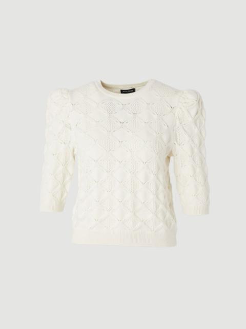 KAREN MILLEN Cable Stitch Puff Sleeve Top