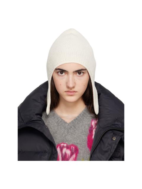 MM6 Maison Margiela Off-White Ribbed Aviator Beanie