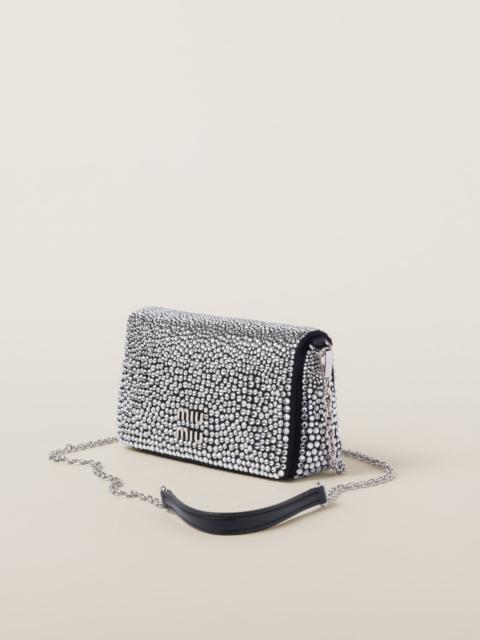 Satin mini-bag with synthetic crystals