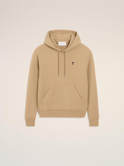 AMI Paris BEIGE COTTON HOODIE WITH AMI DE COEUR