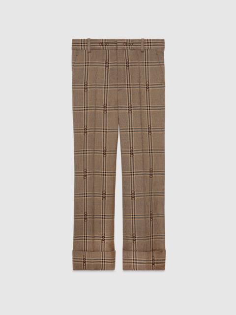 Horsebit check wool pant