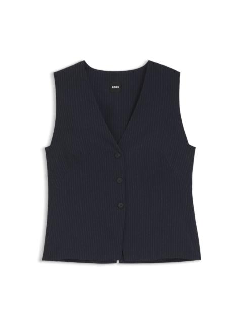 BOSS SLIM-FIT VEST IN PINSTRIPE STRETCH CREPE
