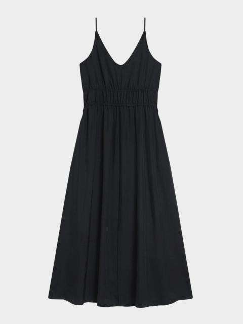 Theory Gathered Drawstring-Waist Midi Dress