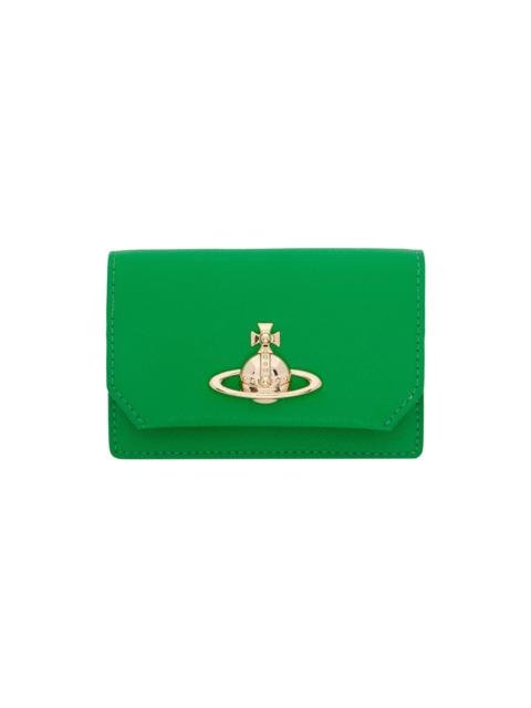 Vivienne Westwood Green Saffiano Business Card Holder