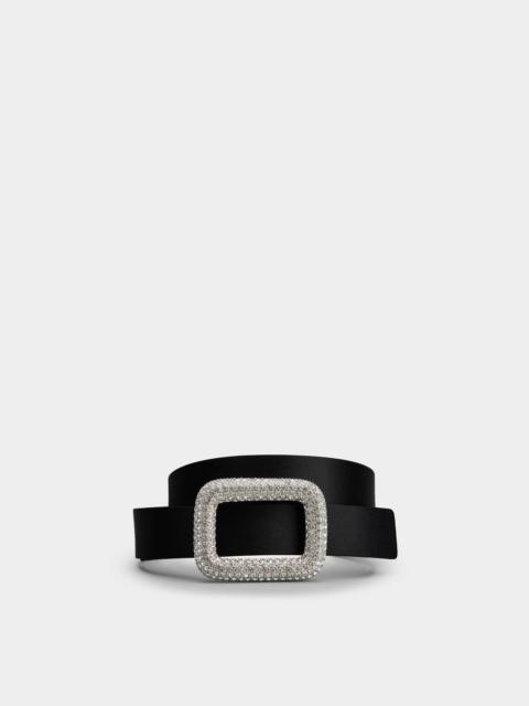 Roger Vivier Viv' Choc Strass Buckle Belt in Satin