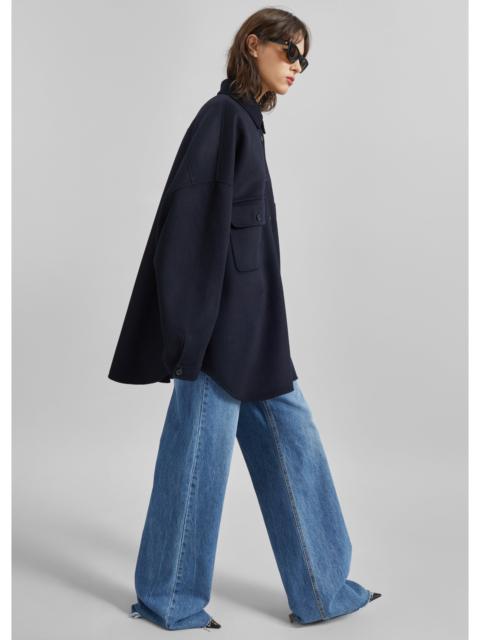 The Frankie Shop Dallas Wool Overshirt - Navy
