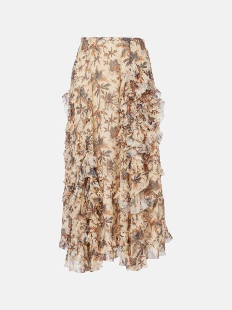 ULLA JOHNSON Adele printed silk-blend chiffon midi skirt