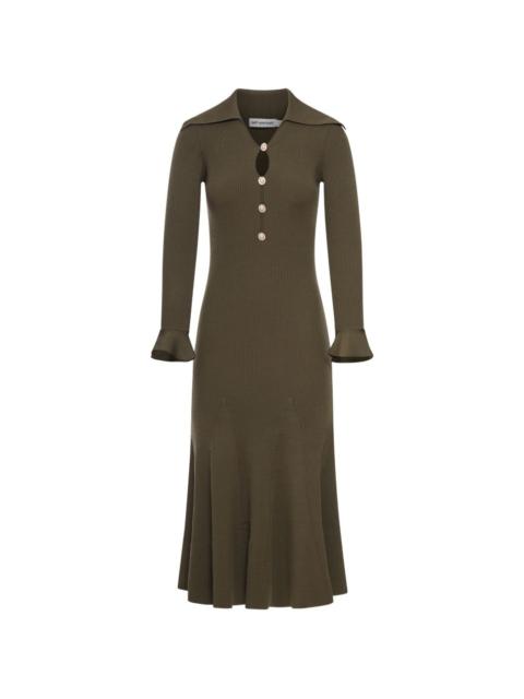 self-portrait oversized collar button midi dress