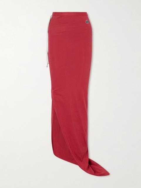 Rick Owens + Moncler appliquéd cotton-jersey maxi skirt Red