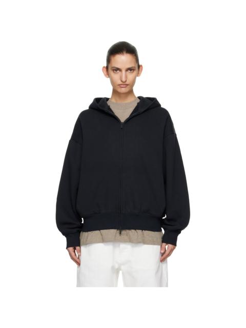 ESSENTIALS Black Classic Zip-Up Hoodie
