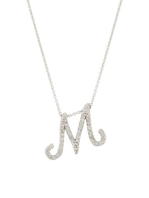 ROBERTO COIN Women's Tiny Treasures Script Initial 18K White Gold, Ruby & 0.24-0.34 TCW Diamond Pendant Necklace