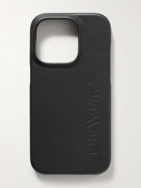 Off-White Logo-Debossed Leather iPhone 14 Pro Case