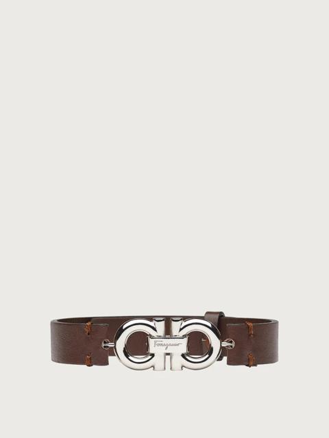 FERRAGAMO LEATHER BRACELET WITH DOUBLE SIDED GANCINI