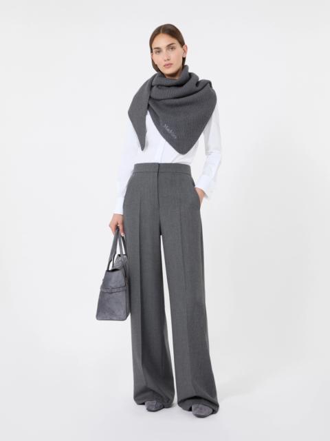 Max Mara SUPREMO Wool knit oversized shawl - DARK GREY