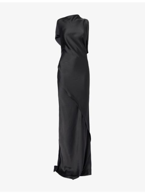 Victoria Beckham Sleeveless Draped Satin Maxi Gown