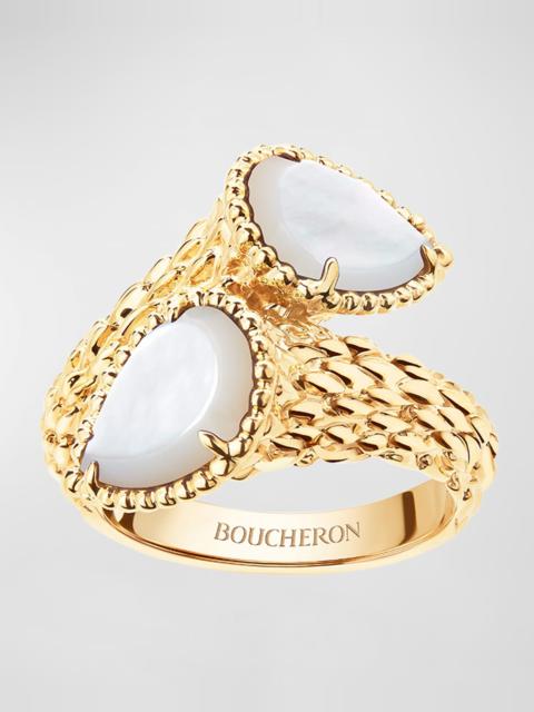 Boucheron Serpent Boheme Mother-of-Pearl 2-Motif Ring in Yellow Gold, Size 52