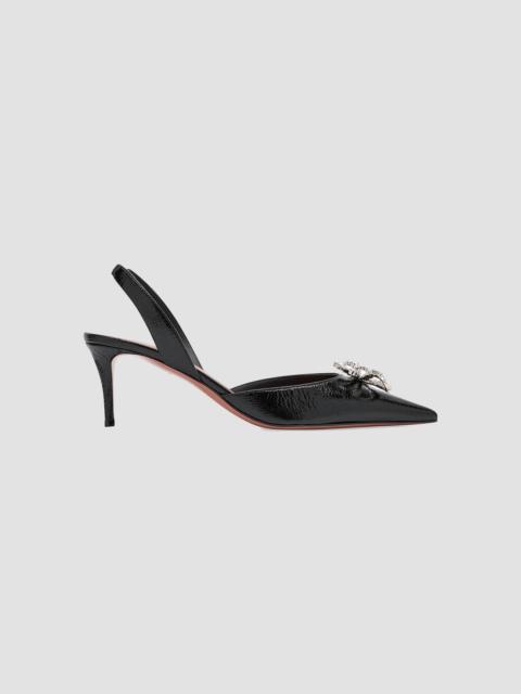 Amina Muaddi Women's Rosie Crystal 60MM Bow Leather Slingback Pumps - Black