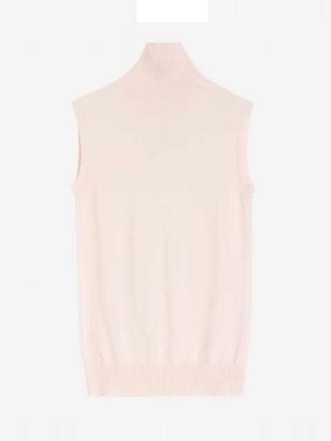 Sportmax Pink Wool Roll-Neck Sleeveless Sweater