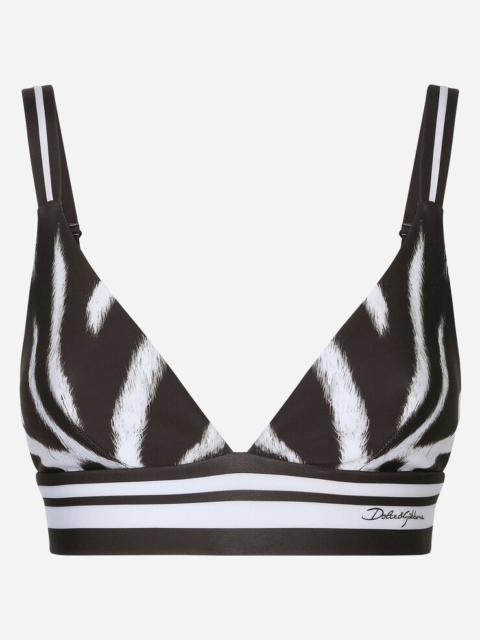 Zebra-print jersey top