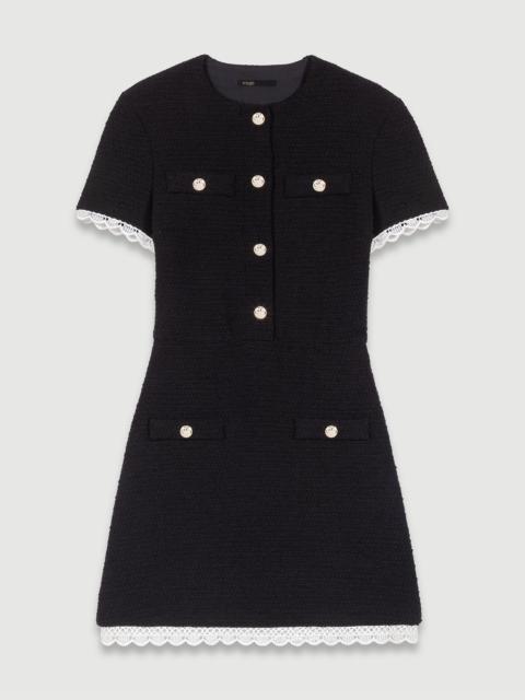 Short tweed dress with trim