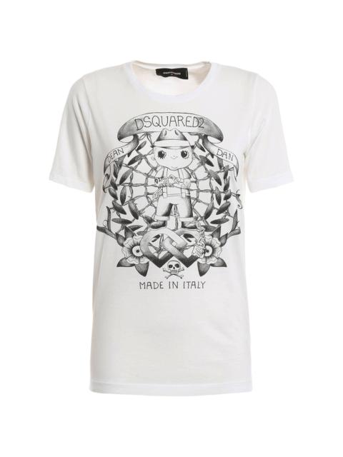 DSQUARED2 Dean Dan Printed Cotton T-Shirt "White" S72GC0979-S21600-100