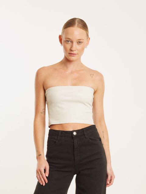 SPRWMN CHALK LEATHER MICRO TUBE TOP
