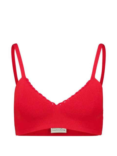 ESCVDO Apple ribbed V-neck top