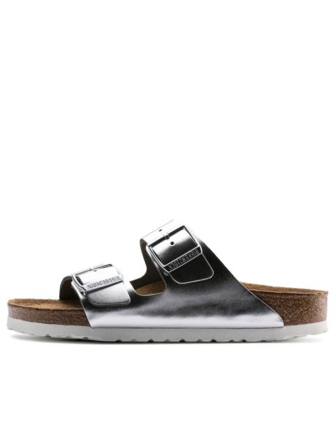 BIRKENSTOCK Birkenstock Arizona Soft Footbed Narrow Fit Sandals 'Metallic Silver' 1005961