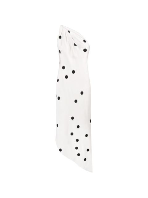 ANNA OCTOBER Mio polka-dot one-shoulder midi dress