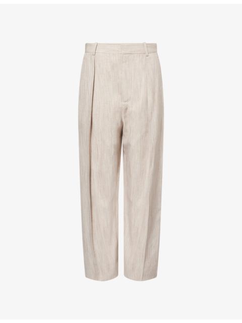 Bottega Veneta Pleated High-Rise Woven Trousers