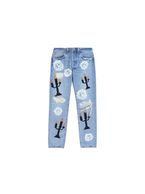 DENIM TEARS Denim Tears x Virgil Abloh "Message in a Tear" Printed Jeans Blue