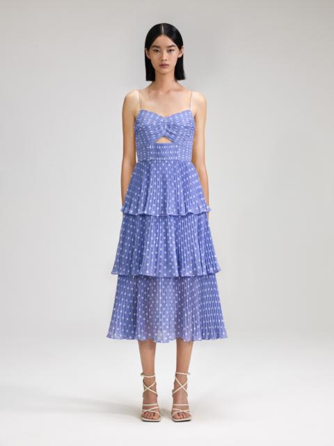 Lilac Polka Dot Tiered Chiffon Midi Dress