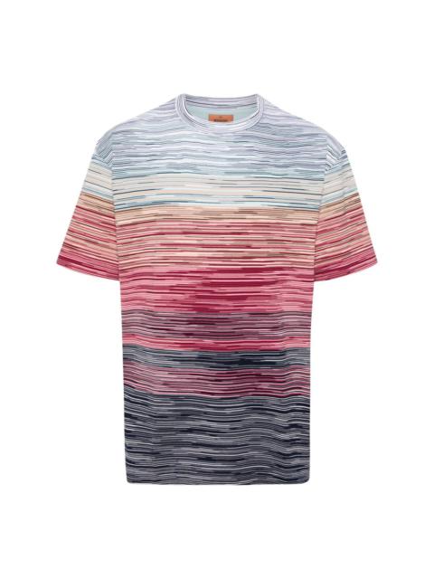 Slub-pattern cotton T-shirt