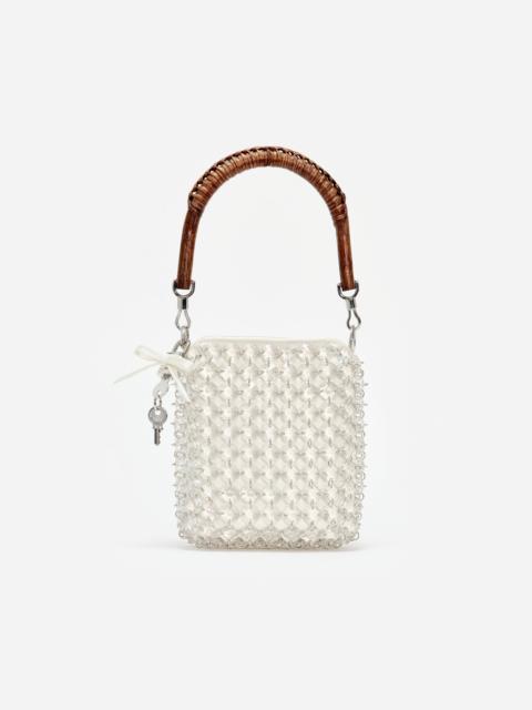 self-portrait Cream Crystal Chain Mini Tote Bag