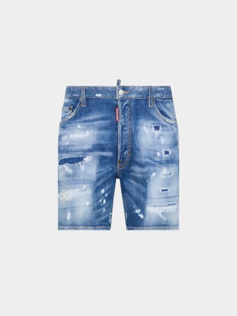 DSQUARED2 MEDIUM MENDED RIPS WASH MARINE SHORTS