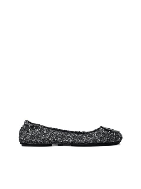 TORY BURCH Minnie Travel tweed ballerina shoes