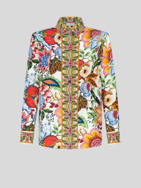 CREPE DE CHINE SHIRT WITH BOUQUET PRINT