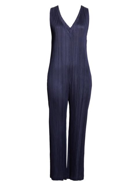 Pleats Please Issey Miyake Pleats Please Issey Miyake Pleated Sleeveless Jumpsuit in Navy
